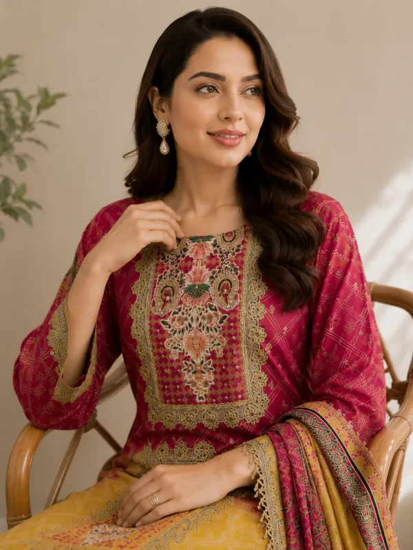 Pink_Cotton_Anarkali_Kurta_Set_For_Women