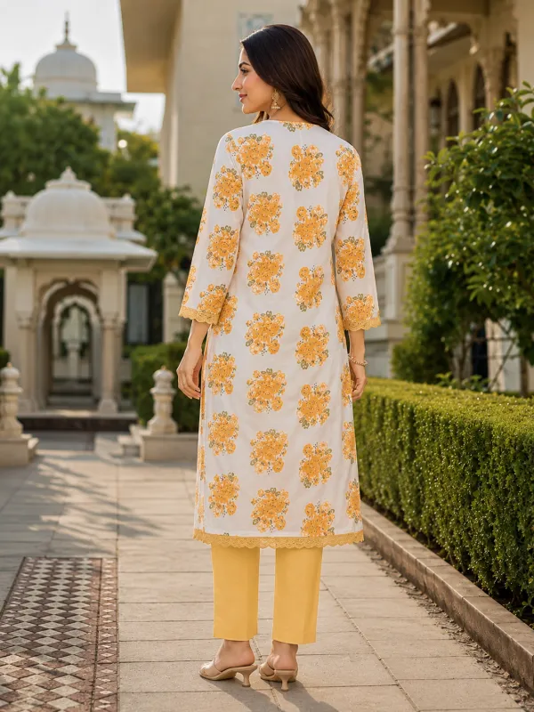 Cream_Cotton_Anarkali_Kurta_Set_For_Women