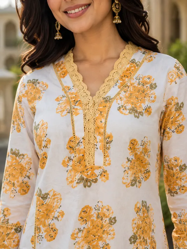 Cream_Cotton_Anarkali_Kurta_Set_For_Women