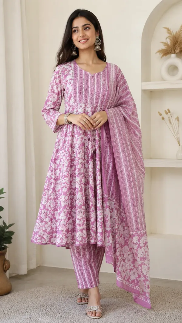 Pink_Cotton_Anarkali_Kurta_Set_For_Women