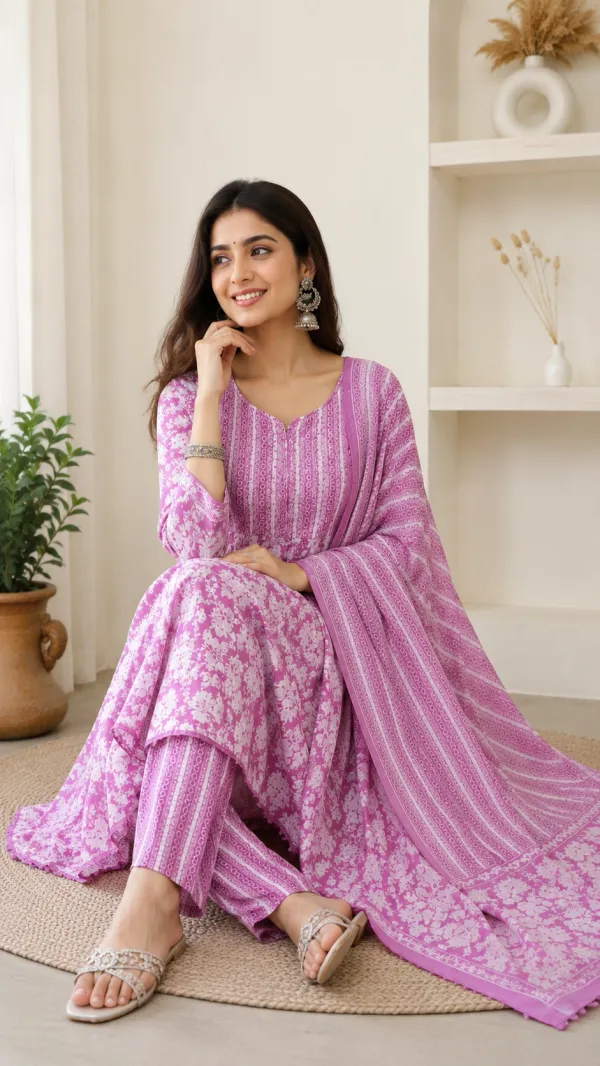 Pink_Cotton_Anarkali_Kurta_Set_For_Women