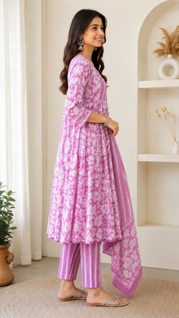 Pink_Cotton_Anarkali_Kurta_Set_For_Women