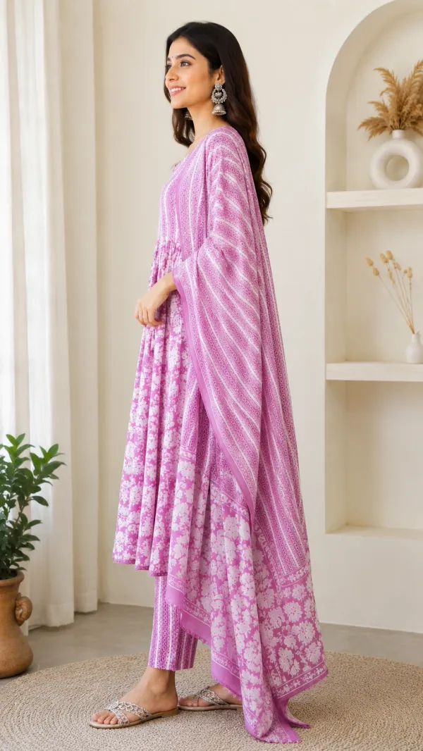 Pink_Cotton_Anarkali_Kurta_Set_For_Women