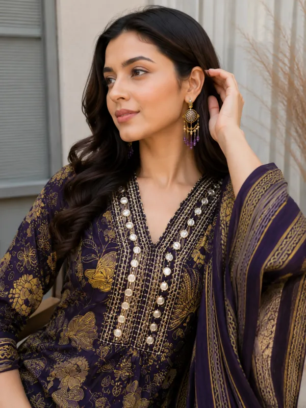Purple_Cotton_Anarkali_Kurta_Set_For_Women