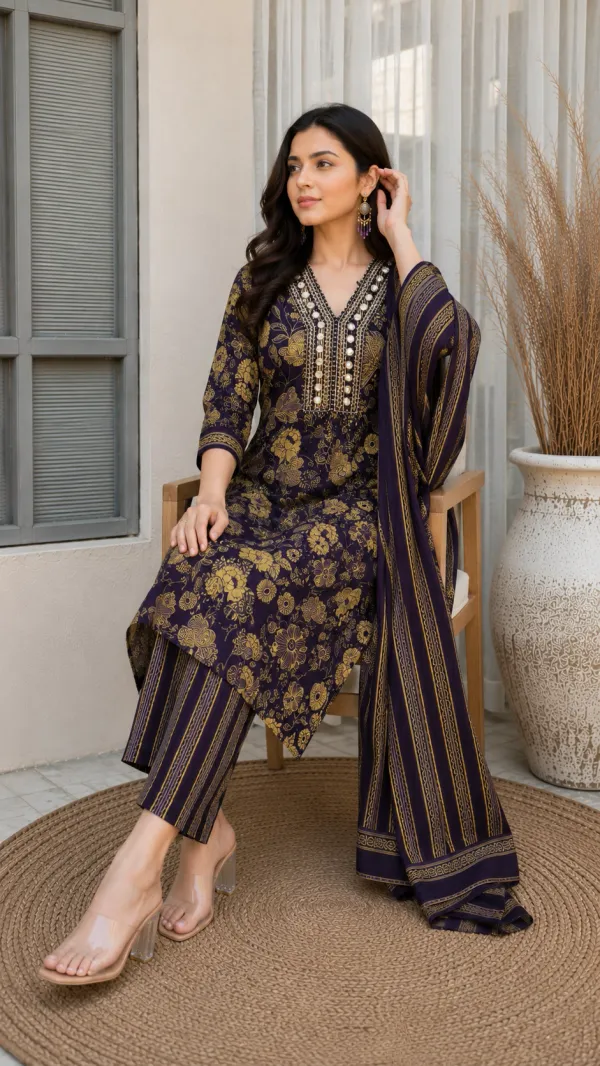 Purple_Cotton_Anarkali_Kurta_Set_For_Women