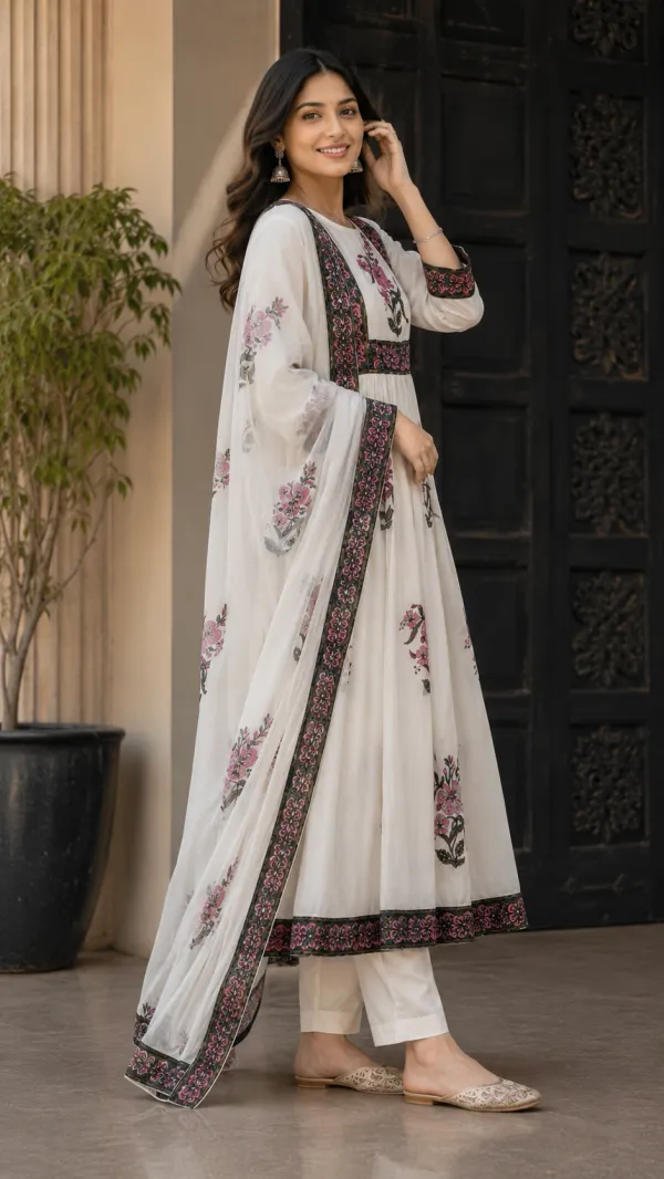 White_Cotton_Anarkali_Suit_Set_For_Women