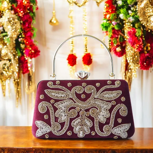 Maroon_Revti_Designer_Clutch_Bag