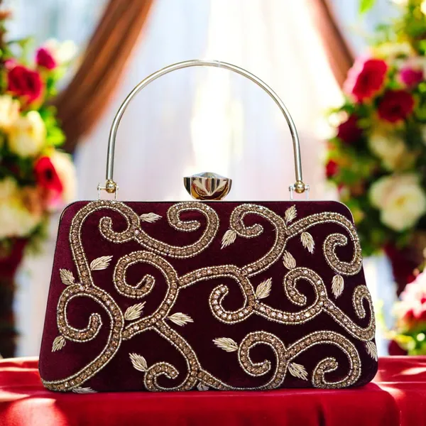 Maroon_Divya_Designer_Clutch_Bag