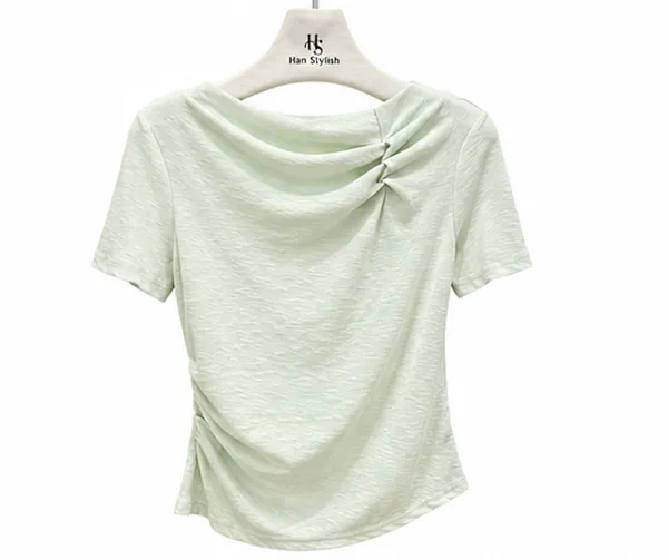 Mint_Green_Cotton_Textured_Short_Sleeve_Crop_Top_For_Women