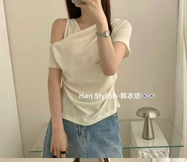 White_Cotton_Asymmetric_Cold_Shoulder_Crop_Top_For_Women
