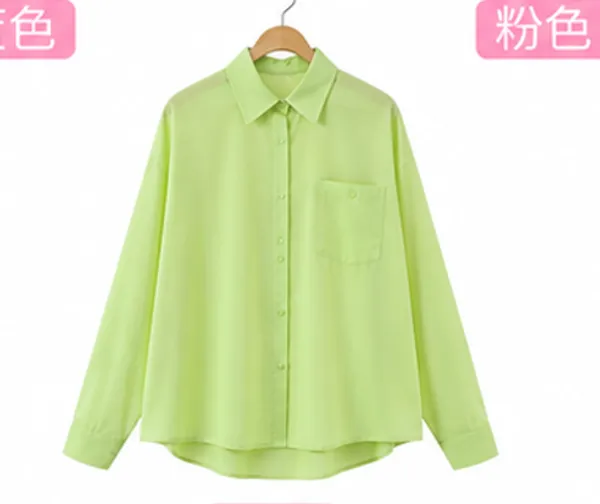 Lime_Green_Chiffon_Relaxed_Collared_Shirt_For_Women