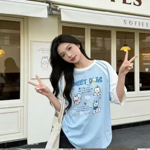 White_And_Black_Cotton_Raglan_Sleeve_Graphic_T_Shirt_For_Women