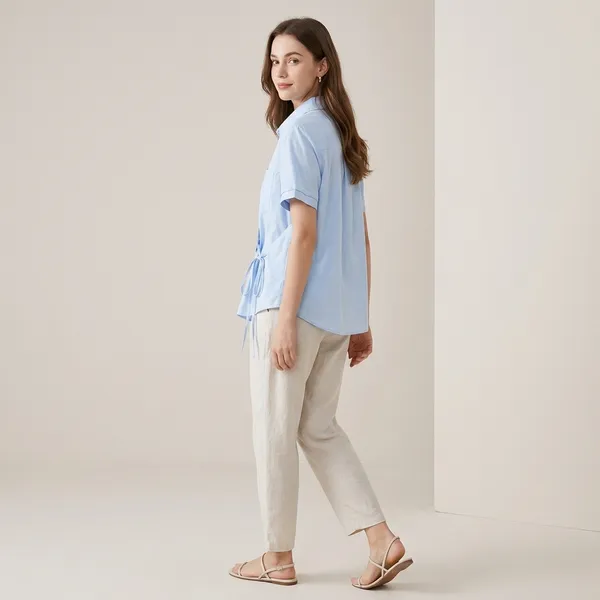 Blue_Cotton_Relaxed_Tie_Front_Shirt_For_Women