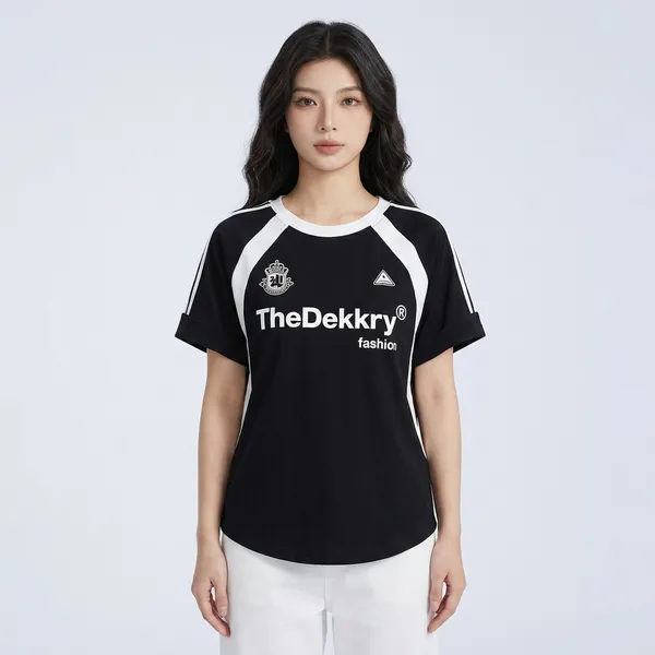 Black_And_White_Cotton_Color_Block_Graphic_T_Shirt_For_Women