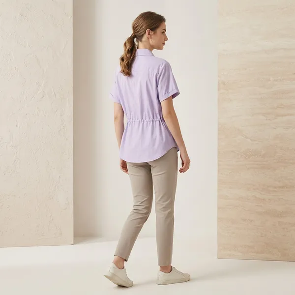 Purple_Cotton_Relaxed_Drawstring_Button_Down_Shirt_For_Women
