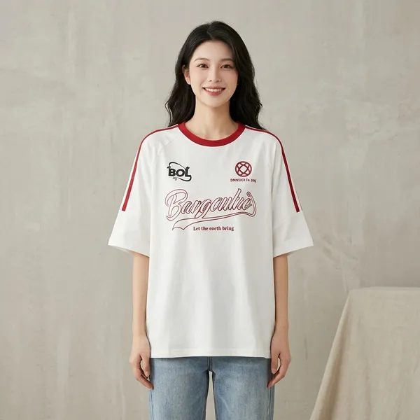 White_And_Red_Cotton_Oversized_Graphic_Print_T_Shirt_For_Women