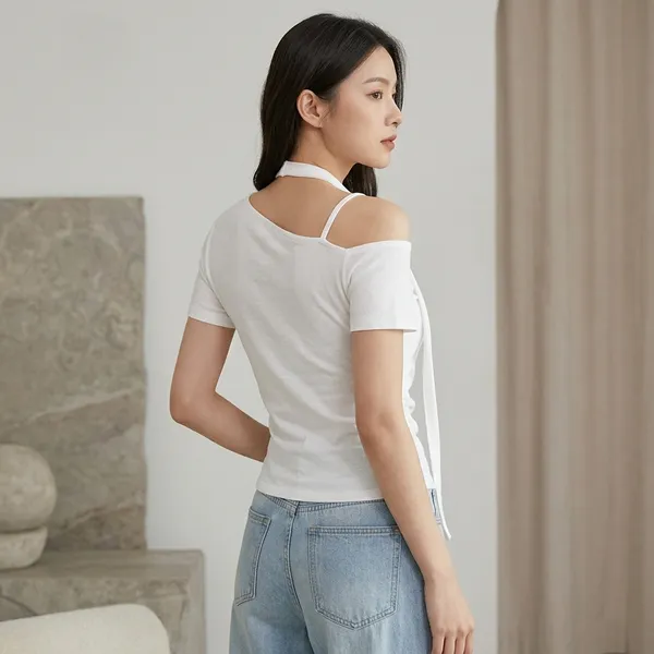 White_Cotton_Cold_Shoulder_Halter_Neck_Crop_Top_For_Women