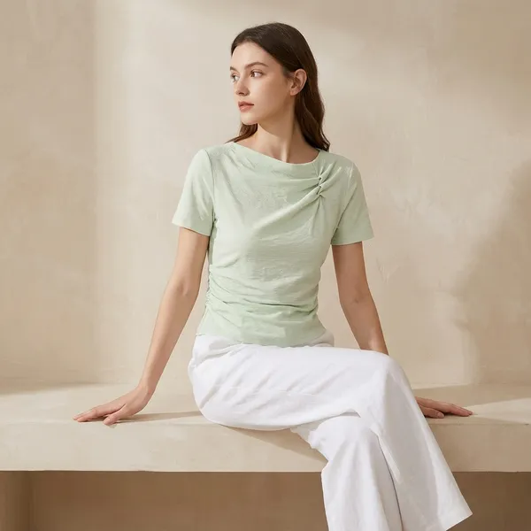 Mint_Green_Cotton_Textured_Short_Sleeve_Crop_Top_For_Women