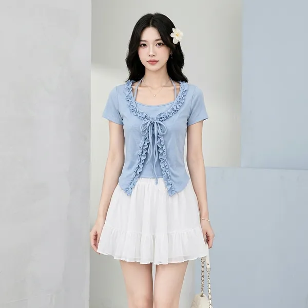 Light_Blue_And_White_Cotton_Ruffled_Crop_Top_Skirt_Set_For_Women