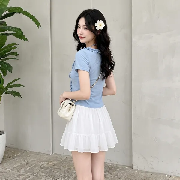 Light_Blue_And_White_Cotton_Ruffled_Crop_Top_Skirt_Set_For_Women