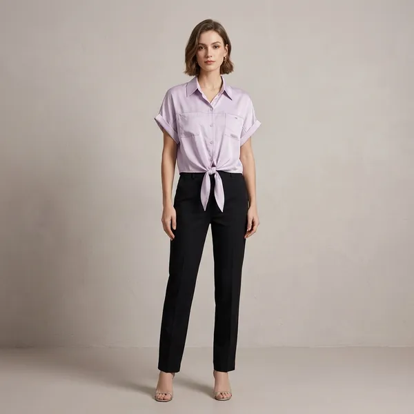 Purple_Satin_Tie_Front_Crop_Shirt_For_Women