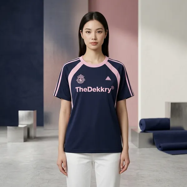 Navy_Blue_And_Pink_Polyester_Sporty_Jersey_T_Shirt_For_Women