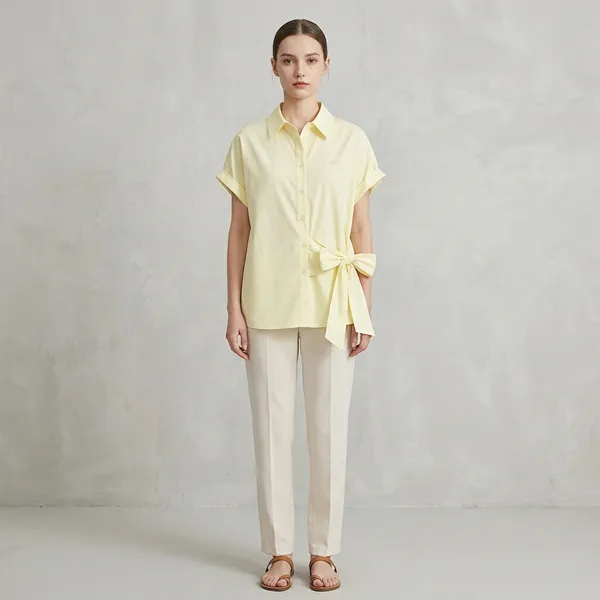 Yellow_Cotton_Relaxed_Side_Tie_Collared_Shirt_For_Women