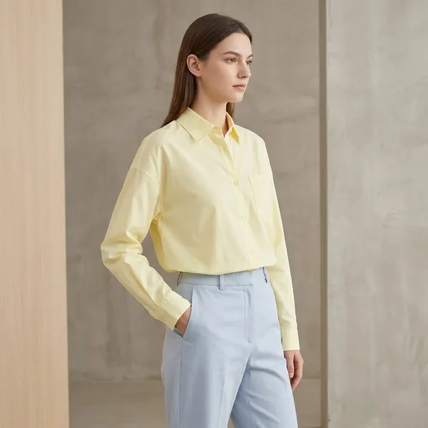 Pale_Yellow_Cotton_Relaxed_Collared_Shirt_For_Women