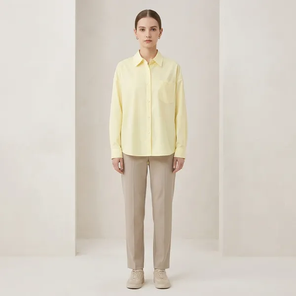Pale_Yellow_Cotton_Relaxed_Collared_Shirt_For_Women