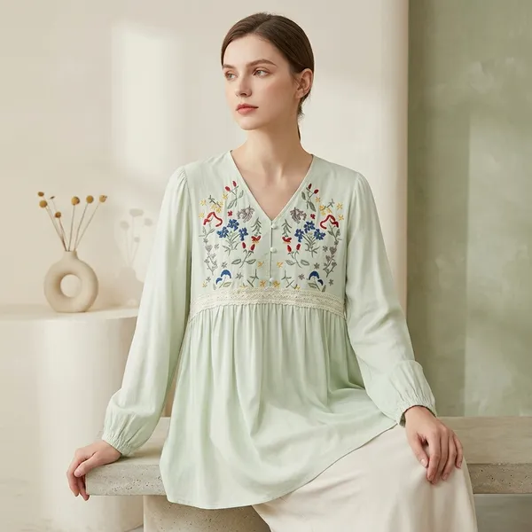 Mint_Green_Cotton_Floral_Embroidered_Tunic_Top_For_Women