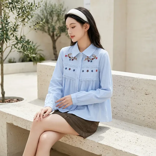 Blue_Cotton_Floral_Embroidered_Relaxed_Top_For_Women