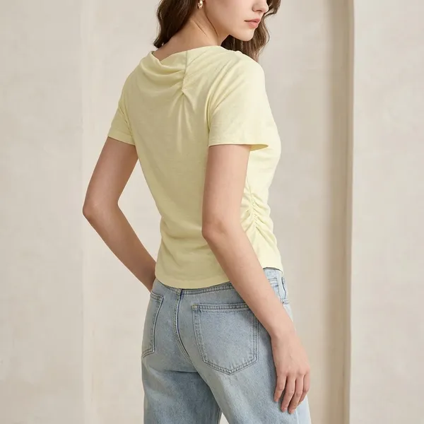 Yellow_Cotton_Draped_Neck_Crop_Top_For_Women