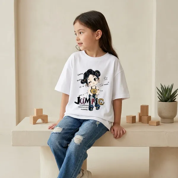 White_Cotton_Graphic_Print_T_Shirt_For_Girls
