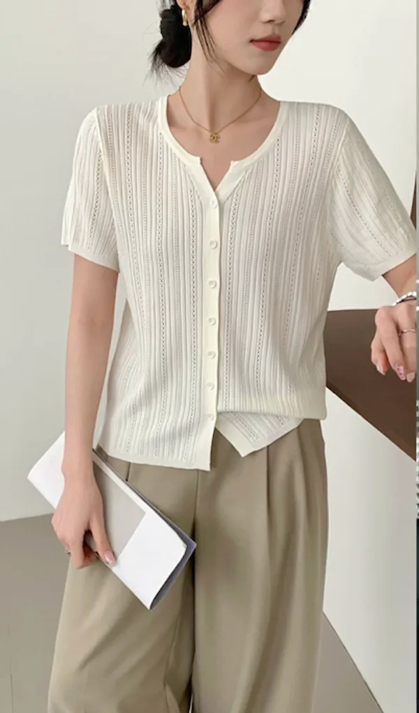 White_Cotton_Ribbed_Knit_V_Neck_Crop_Top_For_Women