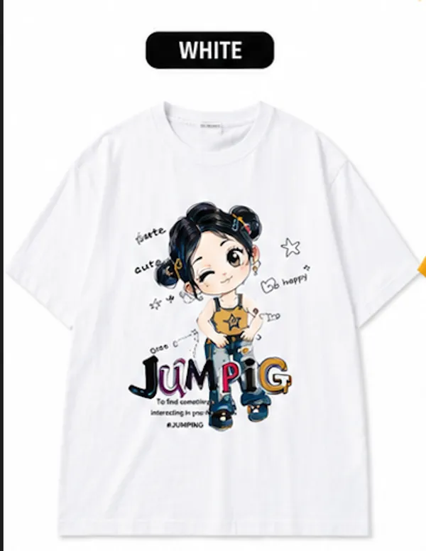 White_Cotton_Graphic_Print_T_Shirt_For_Girls