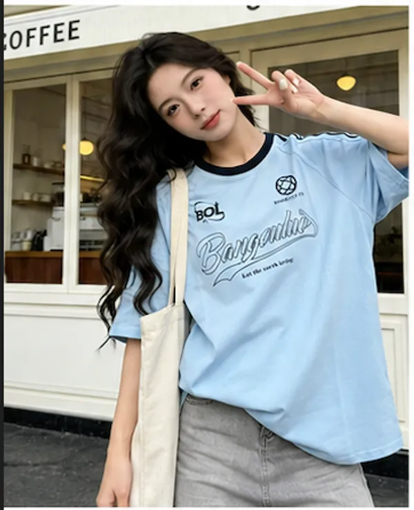 Light_Blue_Cotton_Relaxed_Graphic_Print_T_Shirt_For_Women