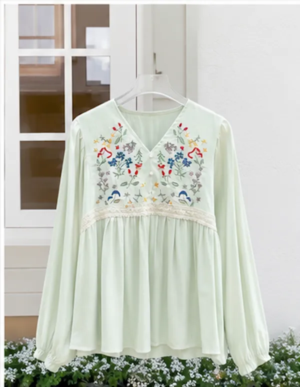 Mint_Green_Cotton_Floral_Embroidered_Tunic_Top_For_Women