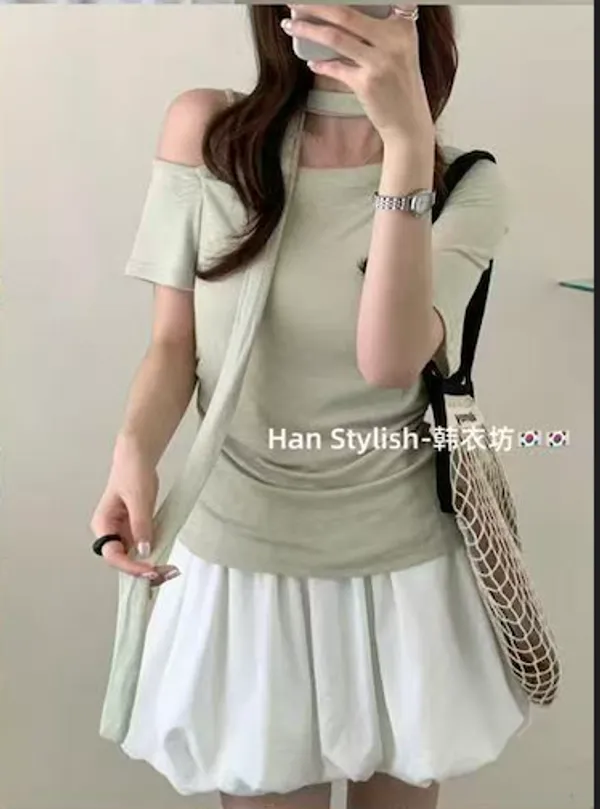 Mint_Green_And_White_Cotton_Off_Shoulder_Crop_Top_Skirt_Set_For_Women