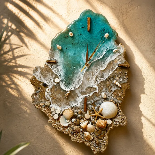 Turquoise_And_White_Resin_Premium_Wall_Clock_For_Home_Decor