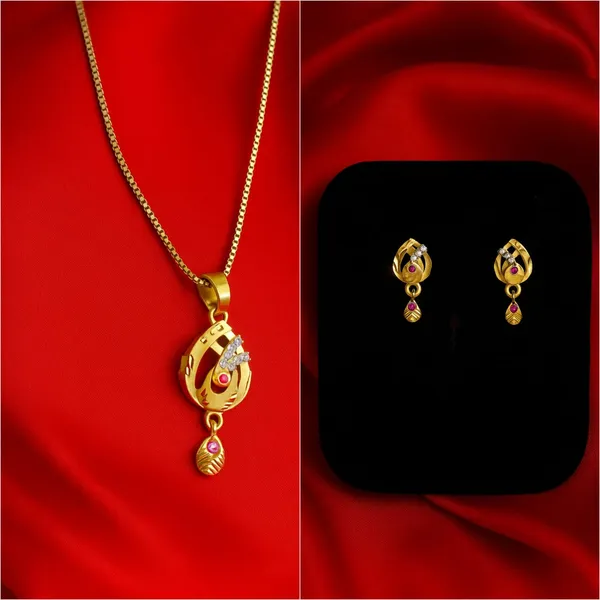 Gold_Pink_White_Alloy_Teardrop_Pendant_Earring_Set_For_Women