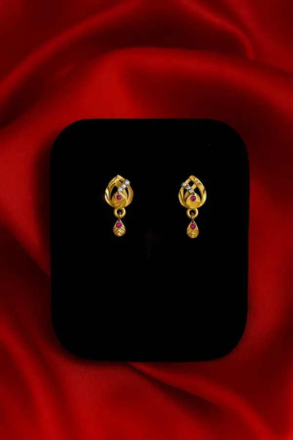 Gold_Pink_White_Alloy_Teardrop_Pendant_Earring_Set_For_Women