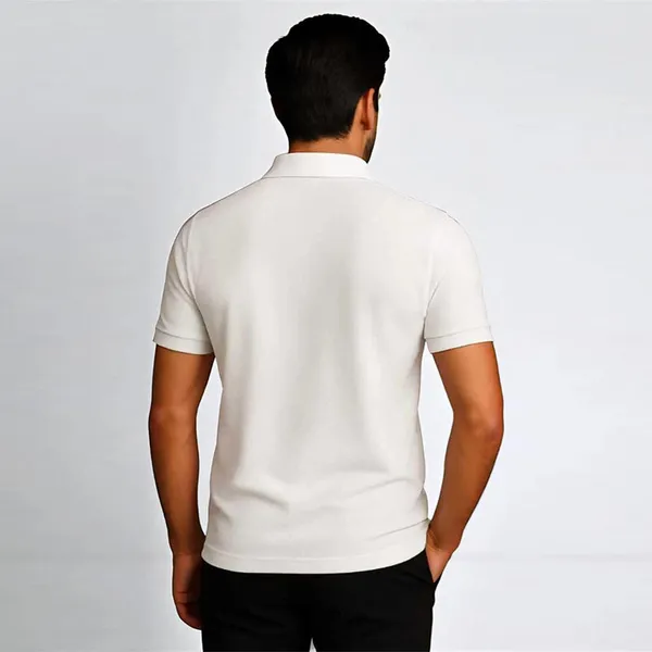 White_Polycotton_Regular_Fit_Polo_T_Shirt_For_Men