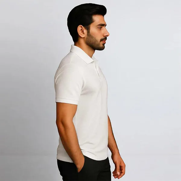 White_Polycotton_Regular_Fit_Polo_T_Shirt_For_Men
