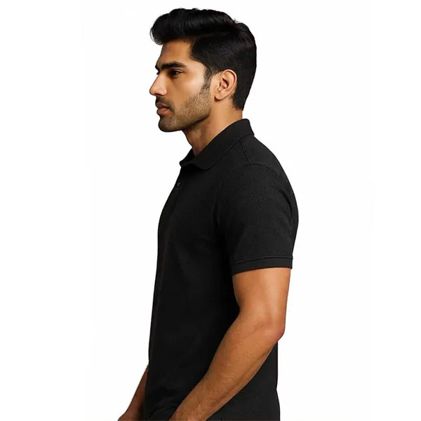 Black_Polycotton_Regular_Polo_Neck_T_Shirt_For_Men