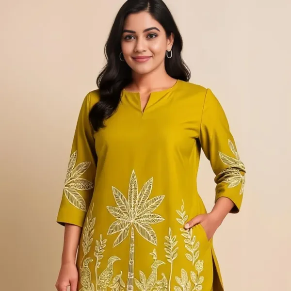Mustard_Yellow_Rayon_Botanical_Print_Co_Ord_Set_For_Women