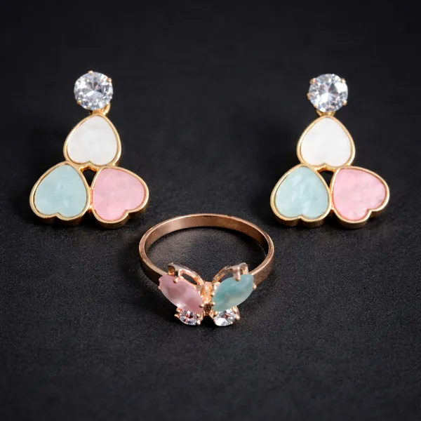 Gold_Lavender_Alloy_Pastel_Stone_Earring_And_Ring_Set_For_Women_Pack_Of_4