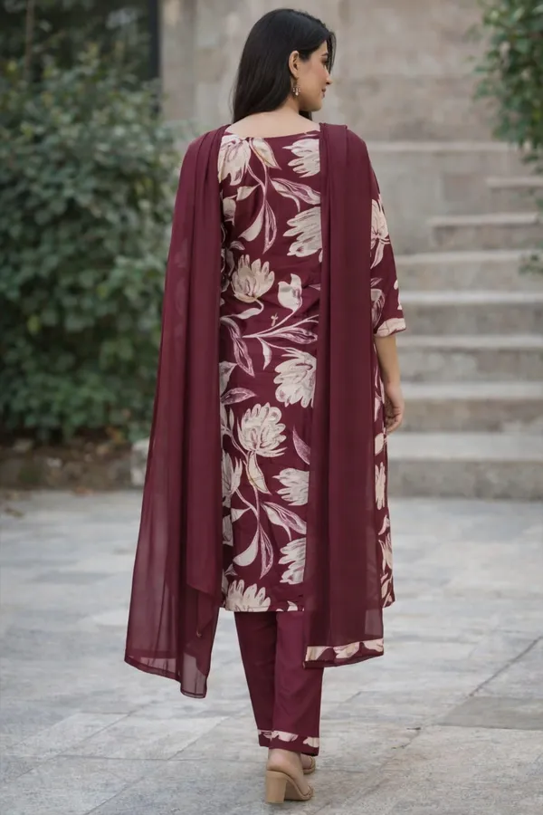 Wine_Cotton_Floral_Straight_Kurti_Set_With_Dupatta_For_Women