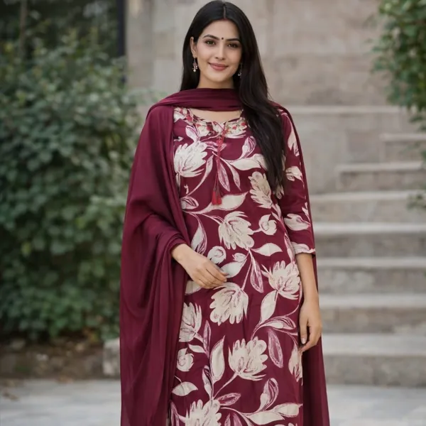 Wine_Cotton_Floral_Straight_Kurti_Set_With_Dupatta_For_Women