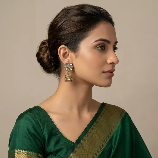 Antique_Gold_Alloy_Kundan_Floral_Jhumka_Earring_Set_For_Women_Pack_Of_3