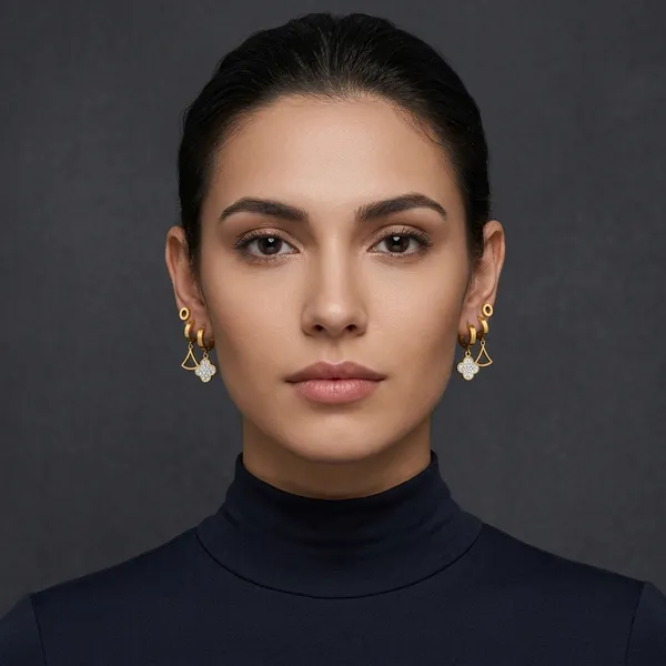 Gold_Tone_Alloy_Huggie_Hoop_&_Stud_Earring_Set_For_Women